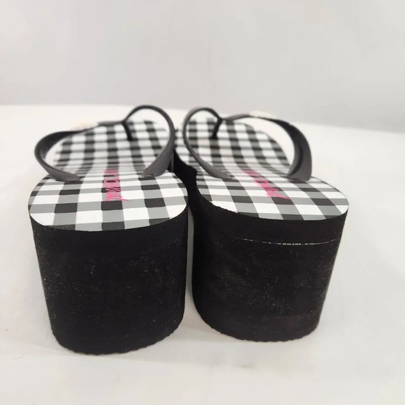 Betsey Johnson Platform Flip Flops Black Gingham Size 11 - Picture 6 of 8